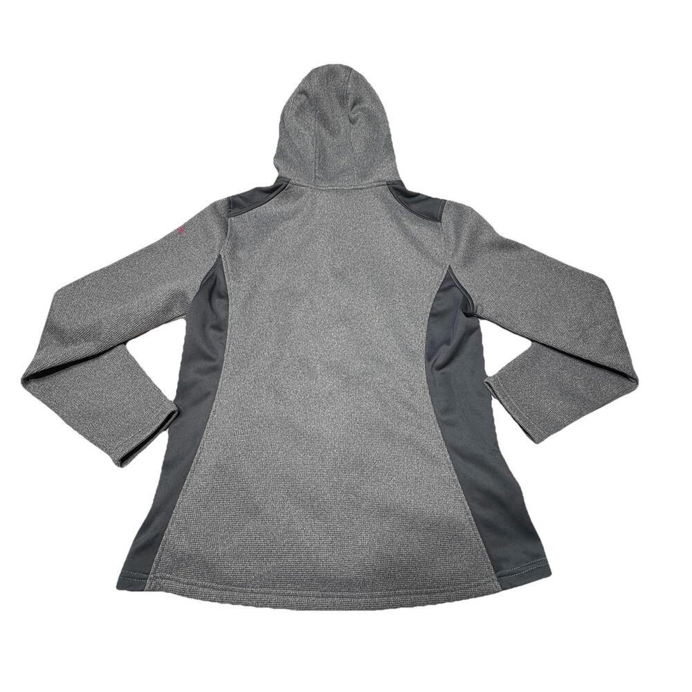 Spyder Women's Large Waffle Knit Fleece Lined Jacket Gray Pink Full Zip Hooded - Picture 2 of 14